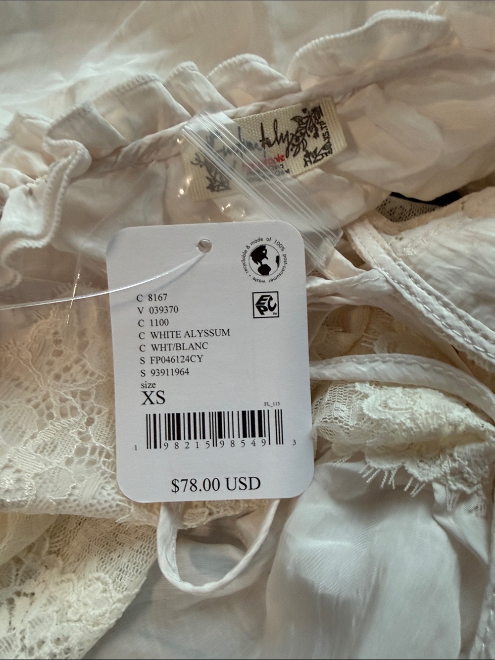 Free People Forever Young Bed Jacket White Alyssum Top Sz XS NEW - Picture 11 of 12
